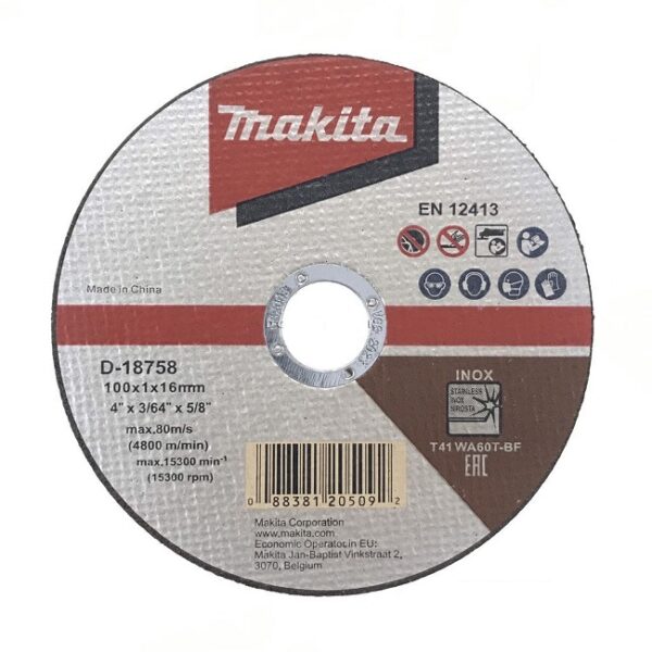 Đá cắt mỏng cho Inox/Thép Makita D-18758-100